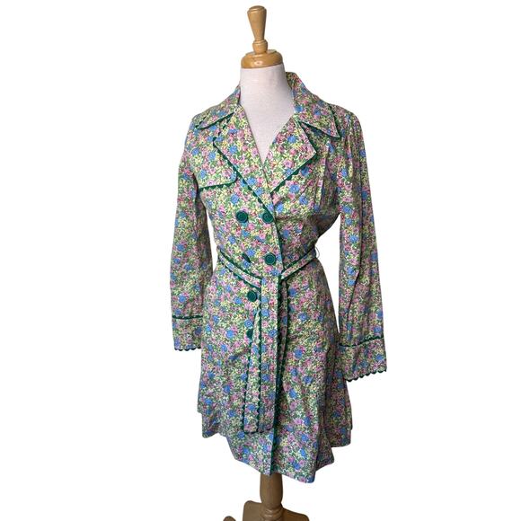 ANTHROPOLOGIE Odille Floral Scallop Trench Coat Size 8 - Picture 2 of 7